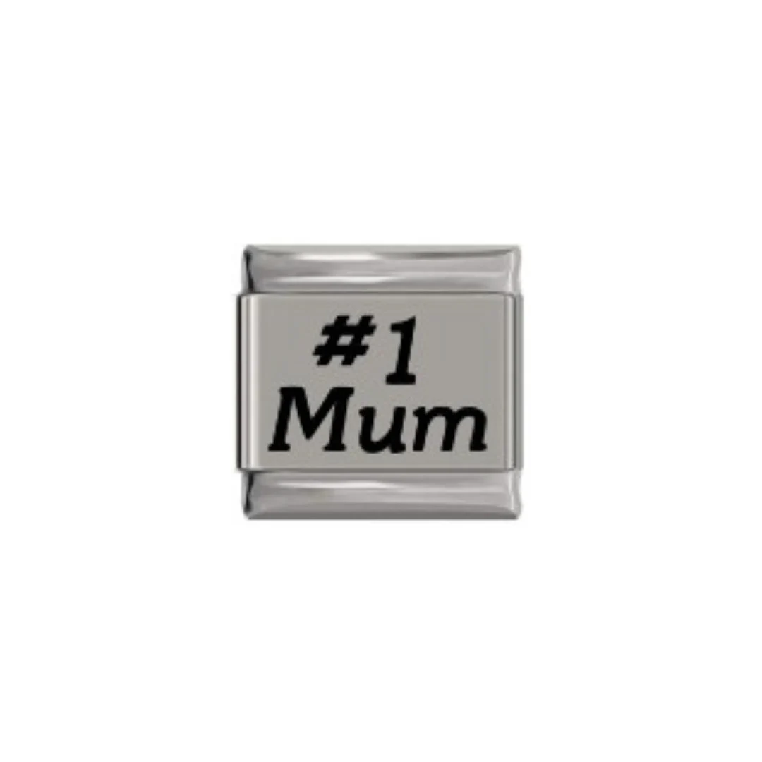 #1 Mum - 9mm Laser Italian Charm